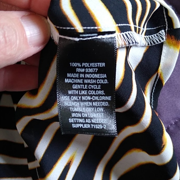 Worthington Animal Print Stripe Peplum Top XS - Picture 6 of 11